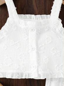 Elladie kids 2pcs/Set Girls Casual Yellow Camisole Top And Long Pants, Summer Outfit - White - View 5