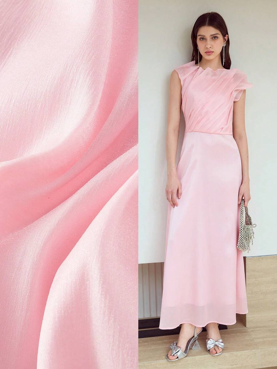 MOTF STUDIO FOLD PLEATED ZIPPER DRESS - Pink - View 1