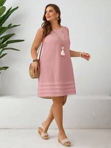 EMERY ROSE 女士加大码夏季休闲宽松纯色无袖连衣裙，适合日常度假