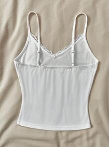 SHEIN 少女白色蕾丝芭蕾吊带背心 - 白色 - 查看 2