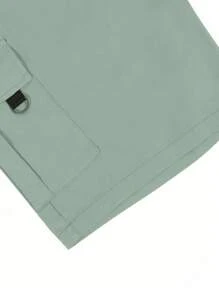 Manfinity Homme Pantalones cortos tipo cargo para hombre de ajuste holgado con bolsillo de solapa y cordón en la cintura