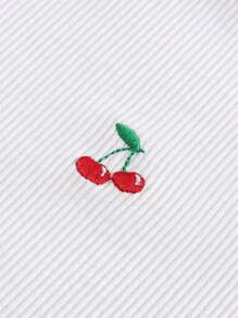 INAWLY 3pcs/Set Strawberry, Cherry, Bow Embroidered Round Neck Camisole - White - View 5