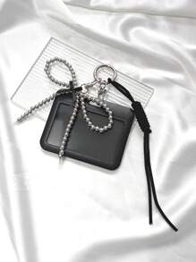 ROMWE Kawaii 1pc Black Student ID Card Holder, 3-Inch Size, Lanyard Attachment For Backpack, ID Card Case - Black - View 2