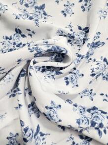 Breezaya 斑点狗印花蝴蝶袖荷叶边裹身下摆系带连衣裙度假海滩装女款 - 彩色 - 查看 6