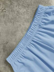 SHEIN Tween Boy Street Style Short Sleeve T-Shirt And Shorts Set - Baby Blue - View 7