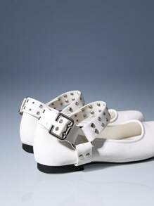 CUCCOO GRLICON Women's Y2K Style Flat Shoes, Suitable For Punk, Biker, Cool Girl, Halloween, Christmas, Party Outfits - White - View 4