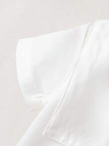 SHEIN Playful Pals 男宝宝时尚休闲翻领短袖衬衫短裤套装，夏季 - 紫色 - 查看 3