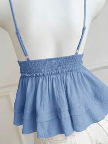 Elamini Women Solid Color Babydoll Cami Top, Fashionable For Summer - Dusty Blue - View 2