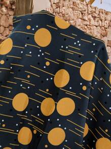 EMERY ROSE 大码几何印花短袖衬衫 夏季度假 适度 - 黑色 - 查看 6