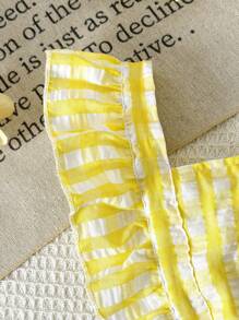 Baby Girl 0-3 Years Cute Checkered Yellow & White Sleeveless Pinafore Dress, Casual Everyday Outfit, Spring/Summer