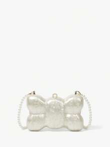 SHEIN MOD Fashionable & Elegant Detachable Chain Shoulder Bag, Clutch Bag - Beige - View 1