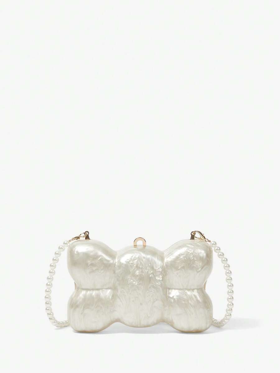 SHEIN MOD Fashionable & Elegant Detachable Chain Shoulder Bag, Clutch Bag - Beige - View 1