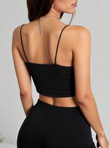 SHEIN EZwear Women'S Solid Color Hollow Out Tank Top