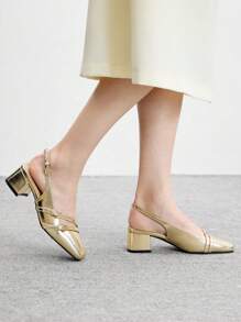 CUCCOO BIZCHIC 女士时尚金色踝带经典低跟平底鞋 - 金色 - 查看 5