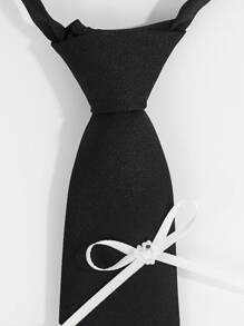 ROMWE Grunge Punk 1pc Cute & Sweet Lace Striped Tie-Up Shirt Collar Accessory, Bowknot Tie For Y2K Back To School, Graduation