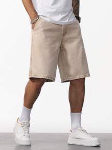 Manfinity Homme 男士宽松休闲百慕大牛仔短裤，带口袋