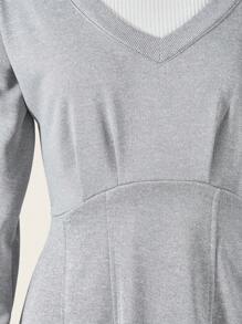 Robe grise en patchwork à manches longues et col rond pour adolescentes, automne hiver - Gris - Voir 7
