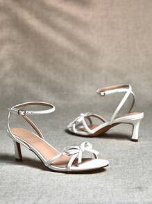 SHUZIA Women's High Heel , Elegant Faux Leather Fashionable Buckled Back Strap Sandal - White - View 6