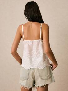 Poéselle Women Plain Eyelet Embroidery Camisole - White - View 2
