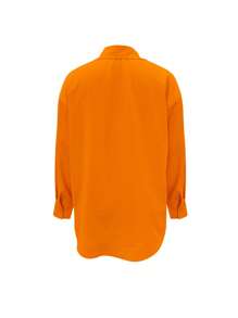 INAWLY 女式骑士印花长袖单排扣休闲通勤衬衫 - 橘色 - 查看 2