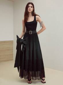 MOTF STUDIO POLKA DOT PRINT BELTED DRESS - Black - View 4