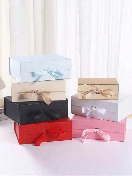 1 pieza Caja de regalo con lazo estilo caja plegable, caja de regalo de cosméticos para regalos de cumpleaños, días festivos, San Valentín, Día de la Madre, graduación