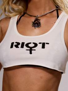 MUSERA Scoop Neck Graphic Cropped Raw Hem Vest Top Spring, Summer, Holiday, Festival, Rave, Grunge, Cool Girl, Y2K Graphic Tees