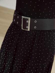 MOTF STUDIO POLKA DOT PRINT BELTED DRESS - Black - View 2