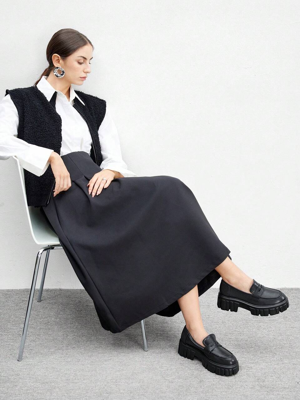 CUCCOO BIZCHIC Women Minimalist Loafers, Preppy Black Artificial Leather Flatform Shoes Outdoor For Summer Vacation Shoes Summer Elegant Basics Business Casual Business Chic Sorceress Spring Shoes Spring Break Easter For Christmas Spring Shoes