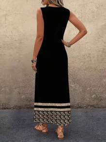 EMERY ROSE Abito midi ampio e casual ed elegante con motivo geometrico, adatto per l'estate