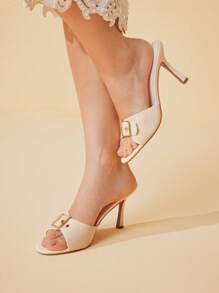 CUCCOO BASICS Women's Adjustable Buckle Design Fashion High Heel Sandals - Beige - View 2