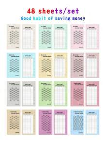 [12sheets/48sheets/Set-120sheets/Set] Pink Crocodile Print Cover 6-Ring A6 Money Saving Day Challenge Dollar/Euro Tracker Loose Leaf Paper - Multicolor - View 1