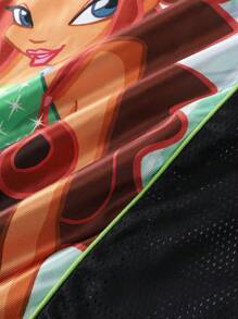 ROMWE MEN Winx Club X ROMWE Camiseta de manga corta deportiva de malla para hombres, jersey atlético