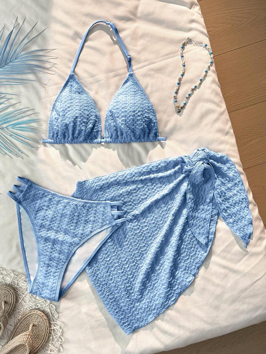 Donne Uncinetto Copertura Up Gonna Spiaggia Costumi Da Bagno Elastico In Vita Scava Fuori Maglia Mini Coulisse Tie Up Gonne Bikini Coverups, A-cachi, M