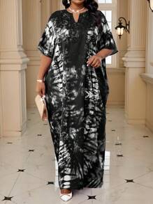 Fleurora Vestido elegante morado tejido con cuello de encaje y detalle de solapa para primavera, verano, otoño e invierno, vestido de vacaciones de talla grande - Blanco y Negro - Ver 5