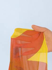 Soleia 3pcs/Set New Vacation Knitted Mesh Yellow Patterned Swimsuit Set - Multicolor - View 7