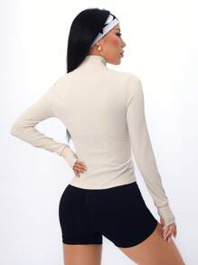 SHEIN Dewbera Simplistic Solid Color Zipper Comfortable Long Sleeve Sports Jacket Workout Jacket