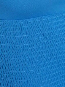 Nöista Sporty Style Summer Dress. Sleeveless And Round Neckline. Slimming Sexy Figure-Flattering Ruffle And Smock Stitching Logo Graphic Dress Holidays - Blue - View 5