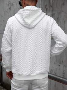 Manfinity CasualCool 男士时尚休闲纯色拉链连帽长袖白色卫衣。男士休闲简约卫衣。适合日常穿着、外出、朋友聚会、休闲、海边度假。可作为礼物送给家人、男朋友、丈夫、父亲、秋季 - 白色 - 查看 2