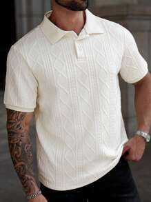 Manfinity CasualCool Camisa polo de manga corta casual con textura talla grande para hombre, de verano
