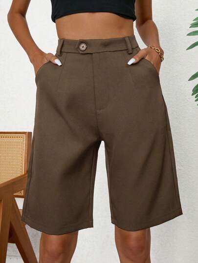 Aveloria Modichic 纯色休闲斜口袋百慕大短裤