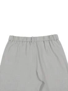 Manfinity Homme Men's Solid Color Casual Pants, Fashionable For Summer - Light Grey - View 7