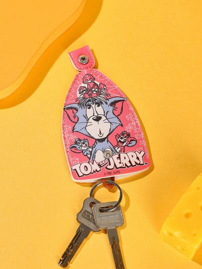 TOM & JERRY X SHEIN 粉色孵出的小鸟卡通印花时尚钥匙包
