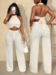 BamGleam Women Two Pieces Outfits For Daily Wear - Apricot - View 8