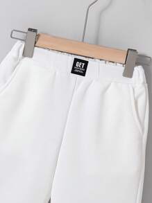 SHEIN Tween Boy Casual Comfortable Patched Solid Color Five-Pocket Cargo Shorts