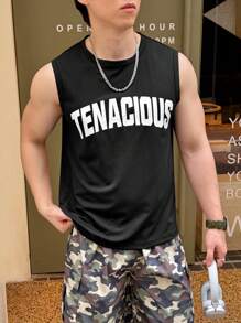 SHEIN Teen Boy Casual Sleeveless Top, Sports & Street Style Punk Rock Casual Outgoing Party Festival, Suitable For Spring And Summer - Black - View 4