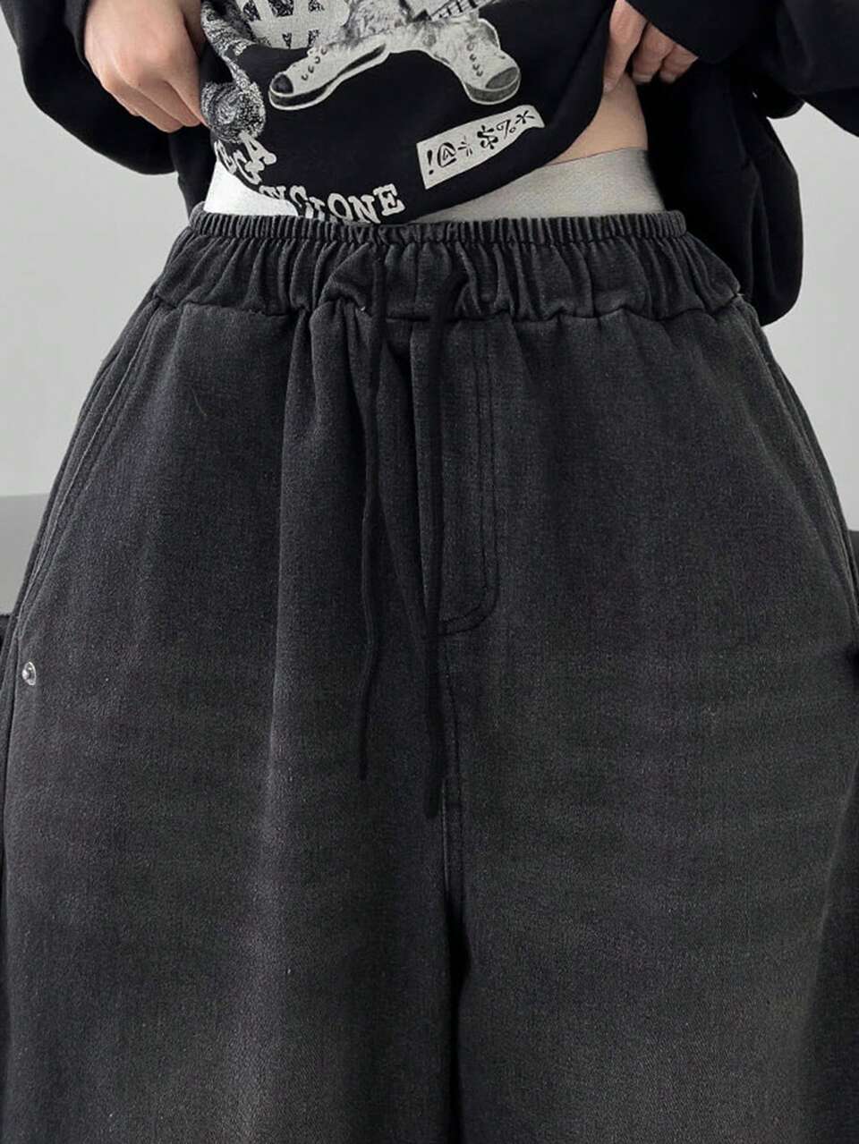 Women's Extra Loose Exaggerate Ankle Slit Wide-Leg Jeans,Baggy Jeans
