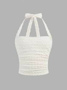 SHEIN Tween Girls Jacquard Knit Square Neck Bowknot Camisole