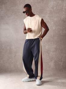 SUMWON 运动裤 优质性能 侧条纹 抽绳腰部 宽松版型 训练 锻炼 慢跑 活力生活方式 下装 防风裤 - 彩色 - 查看 3