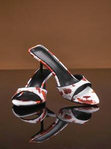 SHUZIA Sandalias de tacón alto con estampado animal, sencillas, occidentales, bohemias, femeninas, de fiesta y sexys, con piel sintética de poni